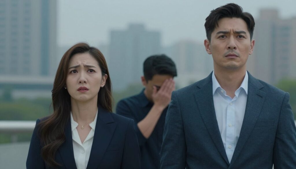 A visual representation of the stages of a relationship with a narcissist, capturing the transition from fascination to crisis. In the foreground, a couple stands with contrasting expressions: one partner, a woman in professional attire, exhibiting a blend of admiration and confusion, while the other, a man in a tailored suit, displays an air of self-importance and charm. In the middle ground, hints of emotional turmoil are depicted through subtle gestures and body language, emphasizing tension. The background features a blurred urban landscape, symbolizing the chaotic environment of their relationship. Soft, diffused lighting creates an ambient mood, highlighting the contrast between the initial allure and the impending emotional exhaustion. The scene is framed at a slight upward angle, enhancing the drama of the moment. A visual representation of the stages of a relationship with a narcissist, capturing the transition from fascination to crisis. In the foreground, a couple stands with contrasting expressions: one partner, a woman in professional attire, exhibiting a blend of admiration and confusion, while the other, a man in a tailored suit, displays an air of self-importance and charm. In the middle ground, hints of emotional turmoil are depicted through subtle gestures and body language, emphasizing tension. The background features a blurred urban landscape, symbolizing the chaotic environment of their relationship. Soft, diffused lighting creates an ambient mood, highlighting the contrast between the initial allure and the impending emotional exhaustion. The scene is framed at a slight upward angle, enhancing the drama of the moment.